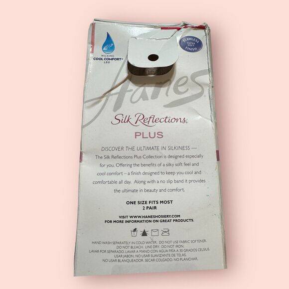 Hanes Silk Reflections Plus Knee Highs Enhanced Toe One Size 2 pair Barely There - Picture 6 of 16